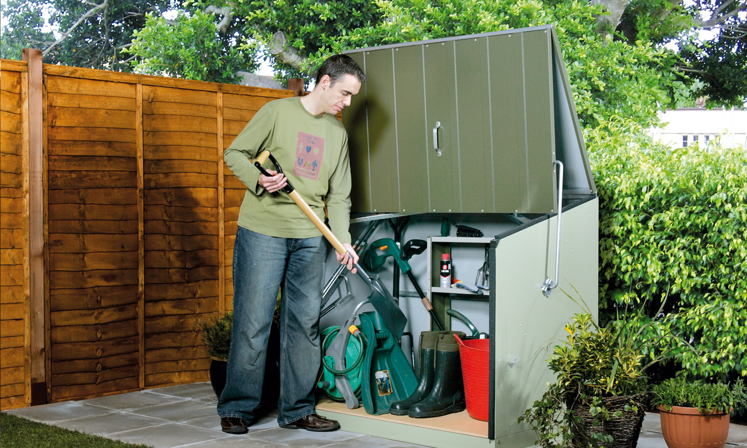 Trimetals stowaway garden bike storage box shed